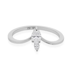 Anello impilabile con diamante SI/H Regalo per lei in oro bianco massiccio 18 carati