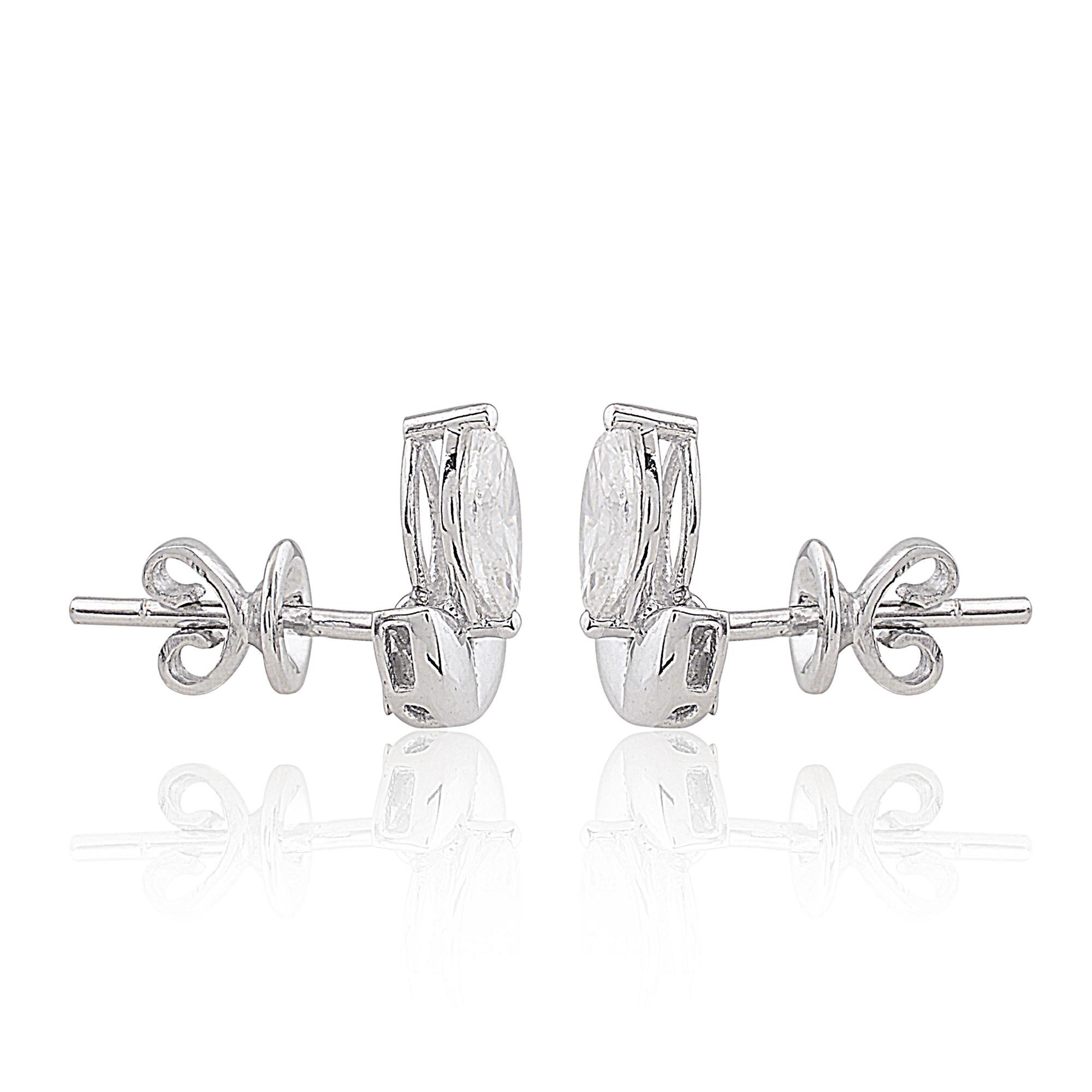 Orecchini con diamanti SI/H Marquise 0,85 carati in oro bianco massiccio 10k Dainty H. H. In condizioni Nuovo in vendita a Diera, Dubai