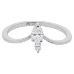 Dainty SI/H Natural Diamond Minimalist Stacking Ring 18 Karat White Gold