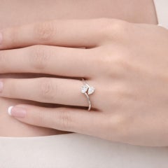 Dainty SI/H Natural Diamond Two Stone Toi et Moi Ring 18 Karat White Gold (bague à deux pierres Toi et Moi)