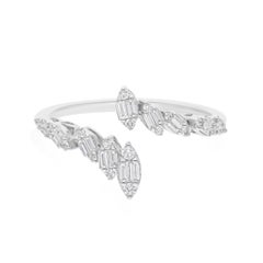 Dainty SI/HI Diamond Cluster 14k White Gold Bypass Ring Gift All Tariffs Paid