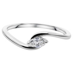 Dainty Solitaire SI/H Diamond Twisted Ring 14K White Gold Handmade Jewelry (bague torsadée en or blanc)