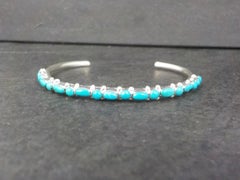 Dainty Southwestern Sterling Turquoise Cuff Bracelet 6 Inches