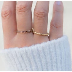 Dainty Stacking Slim Ring, Thin Gold Band, Wedding Band, Beaded Wire Gold Ring