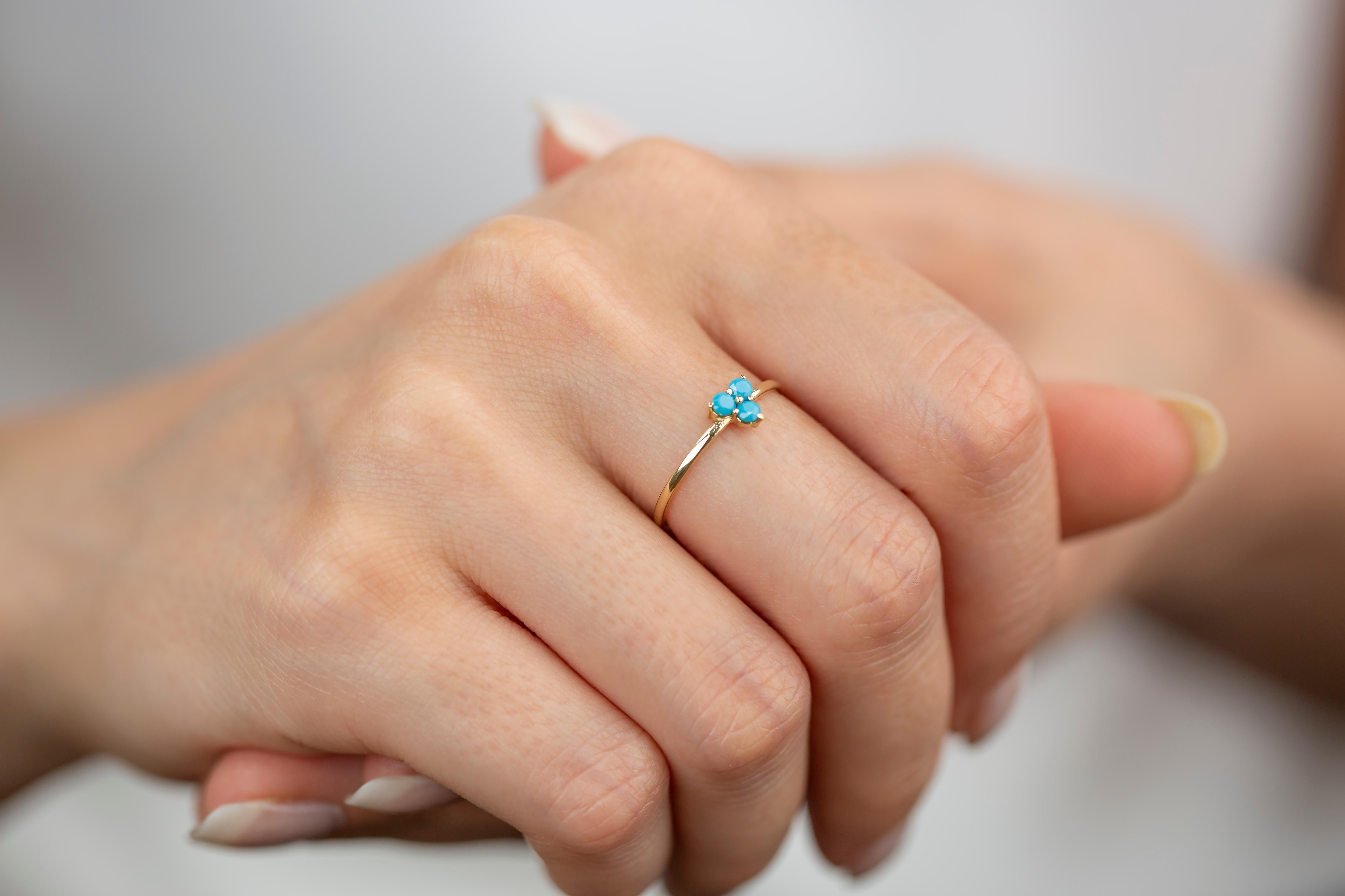 For Sale:  Dainty Turquoise Ring, 14K Dainty Gold Turquoise Ring, Gold Turquoise Ring 2