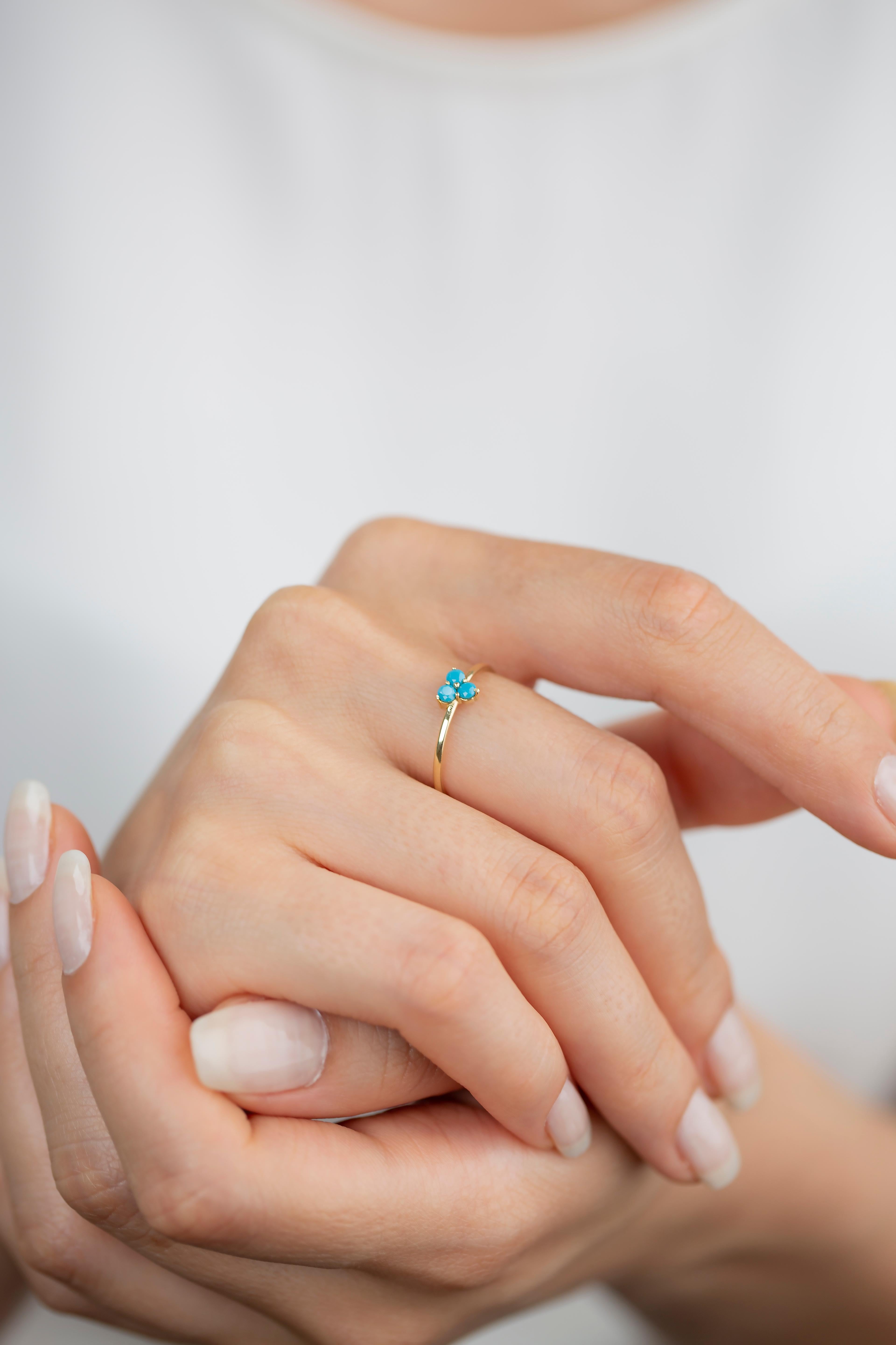 For Sale:  Dainty Turquoise Ring, 14K Dainty Gold Turquoise Ring, Gold Turquoise Ring 3