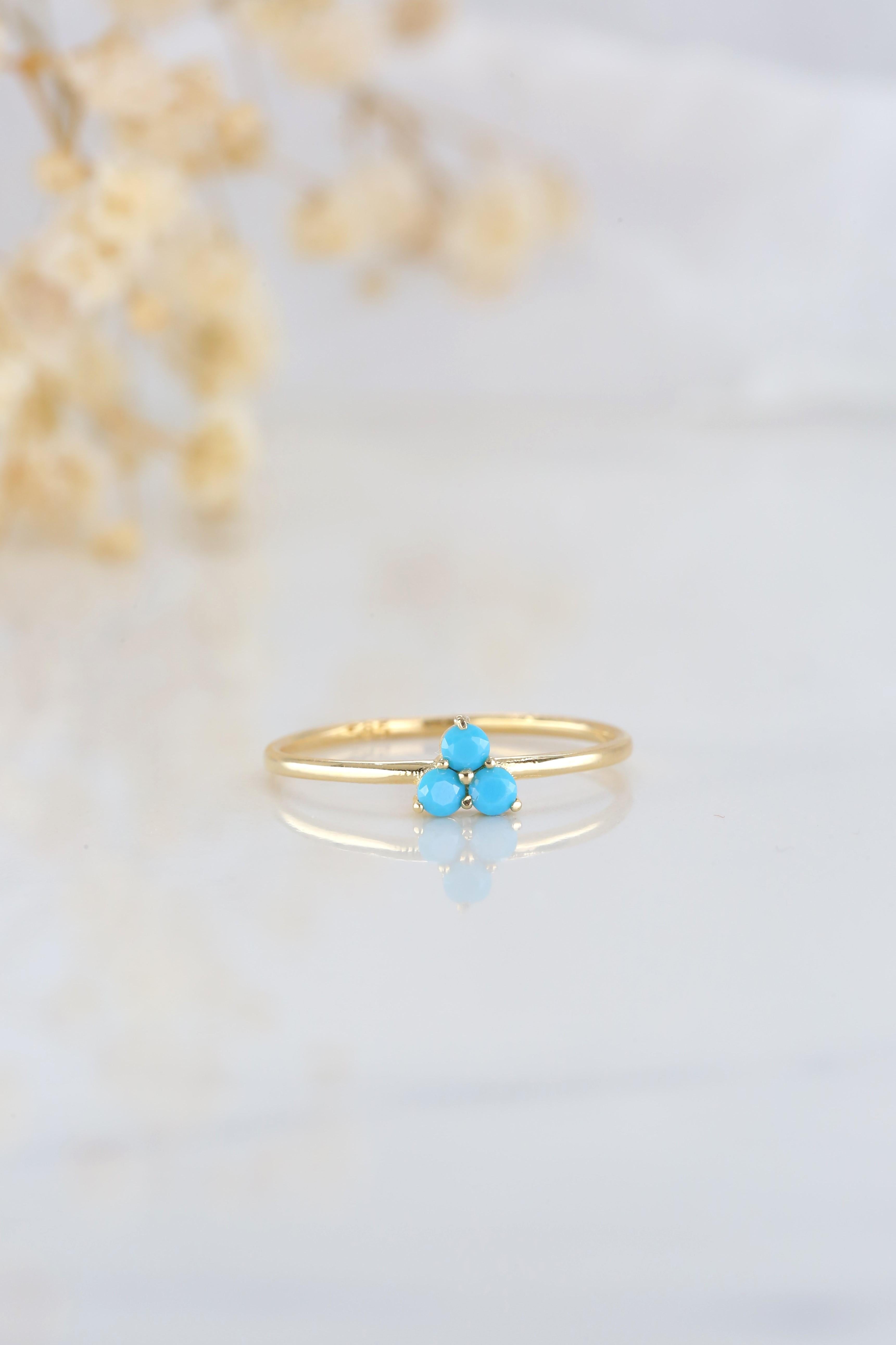 For Sale:  Dainty Turquoise Ring, 14K Dainty Gold Turquoise Ring, Gold Turquoise Ring 5