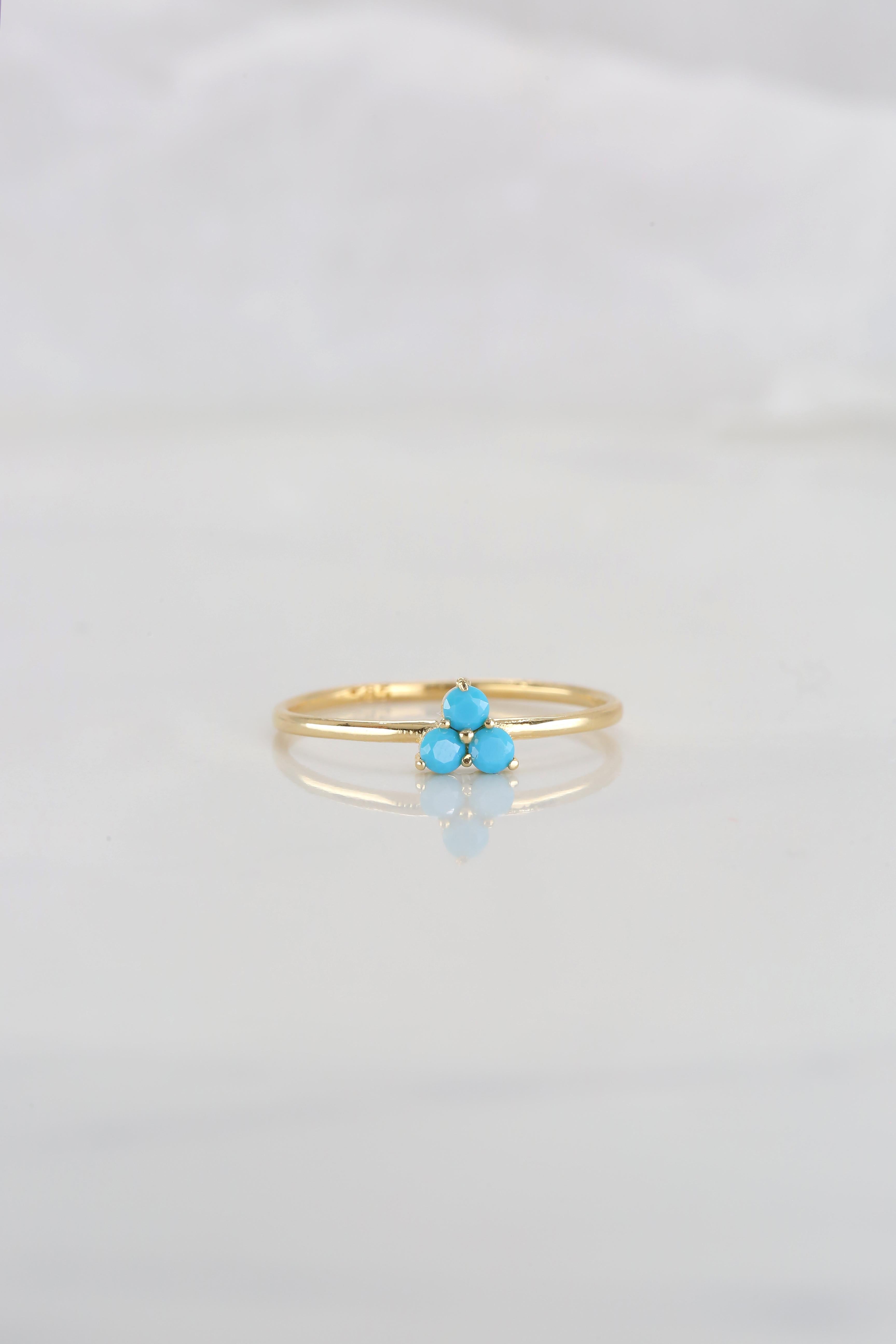 For Sale:  Dainty Turquoise Ring, 14K Dainty Gold Turquoise Ring, Gold Turquoise Ring 6