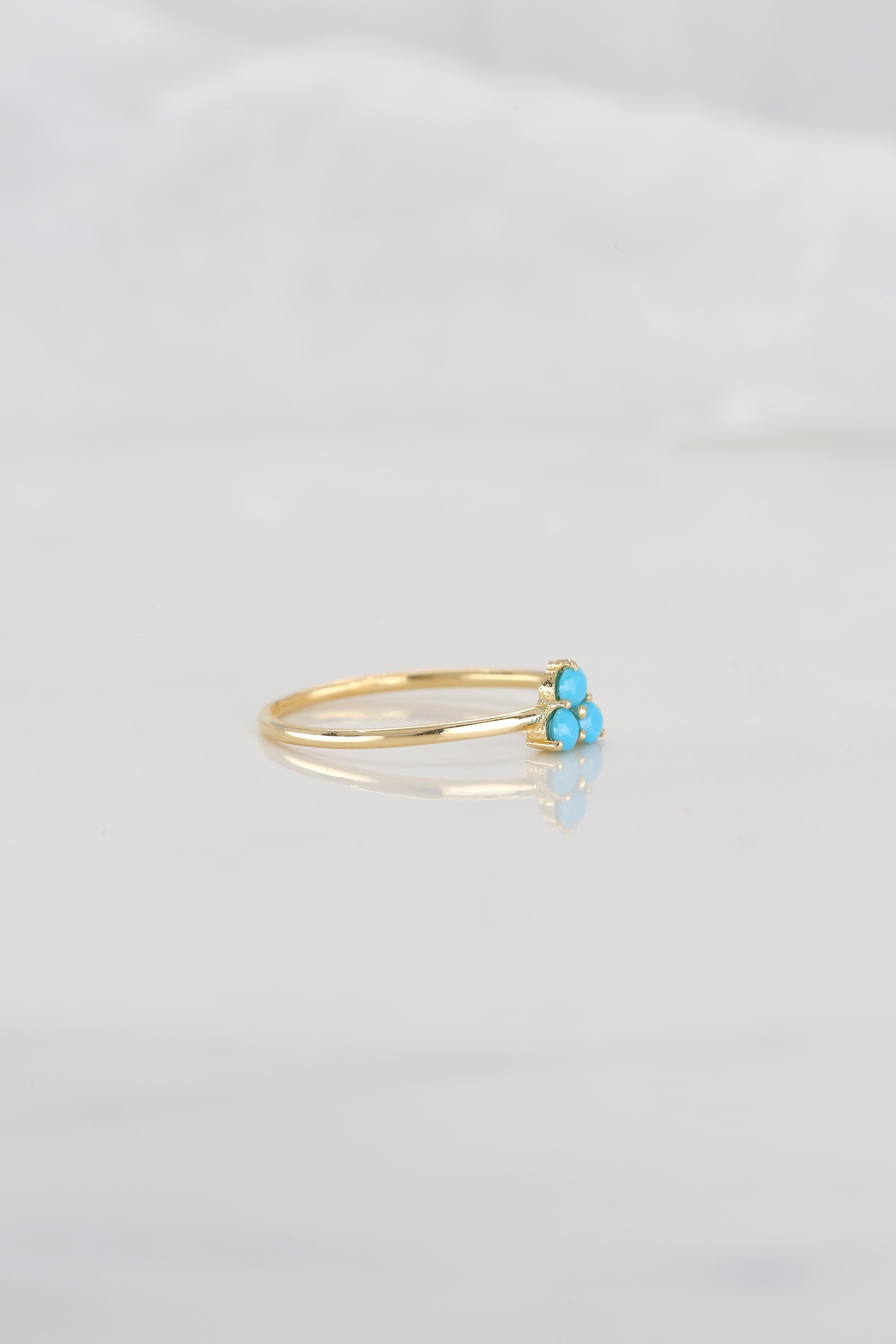 For Sale:  Dainty Turquoise Ring, 14K Dainty Gold Turquoise Ring, Gold Turquoise Ring 7