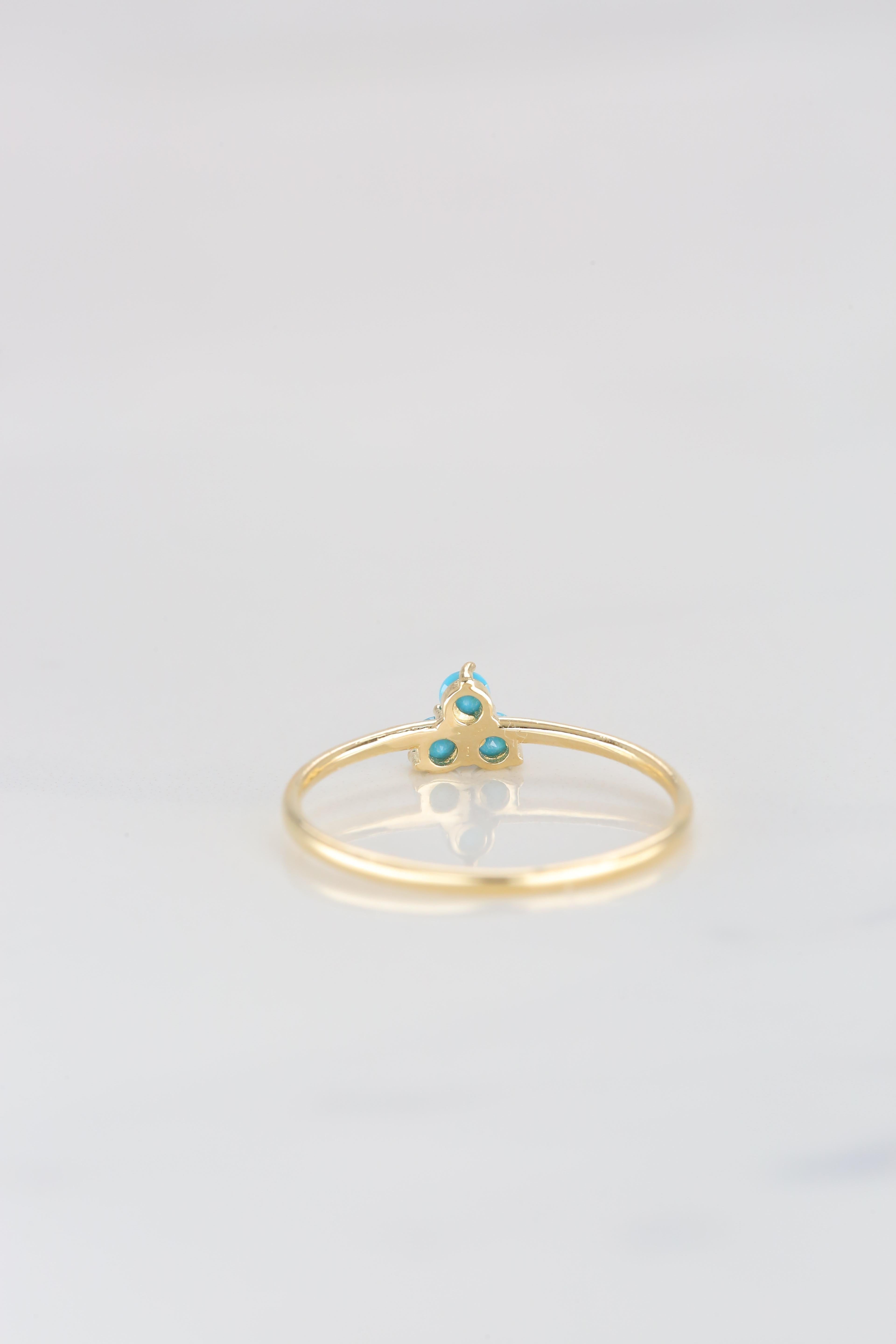 For Sale:  Dainty Turquoise Ring, 14K Dainty Gold Turquoise Ring, Gold Turquoise Ring 8