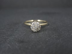 Dainty Vintage 10K High Set Diamond Cluster Ring Size 6