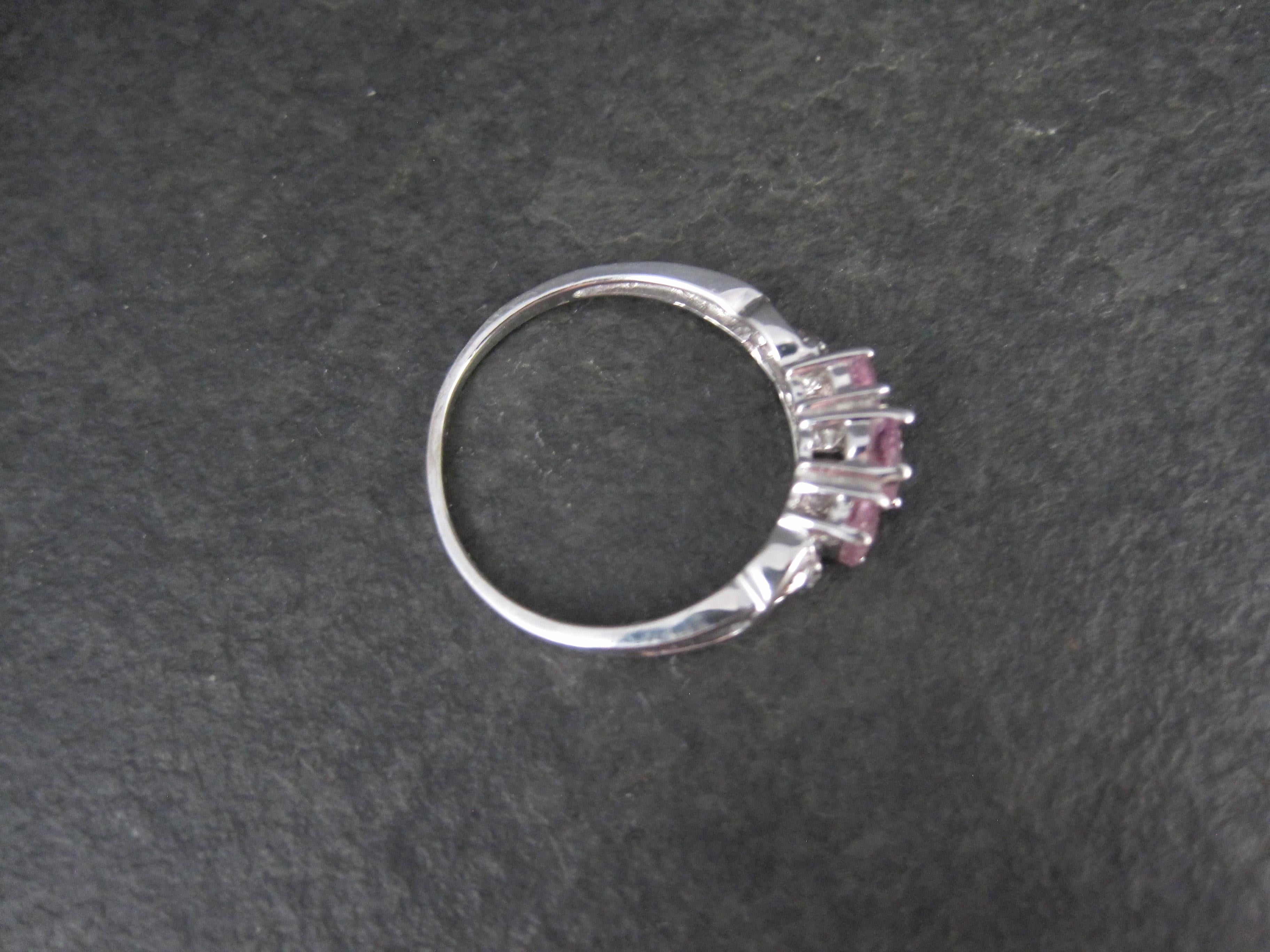 Oval Cut Dainty Vintage 10K Pink Topaz Ring Size 7 For Sale