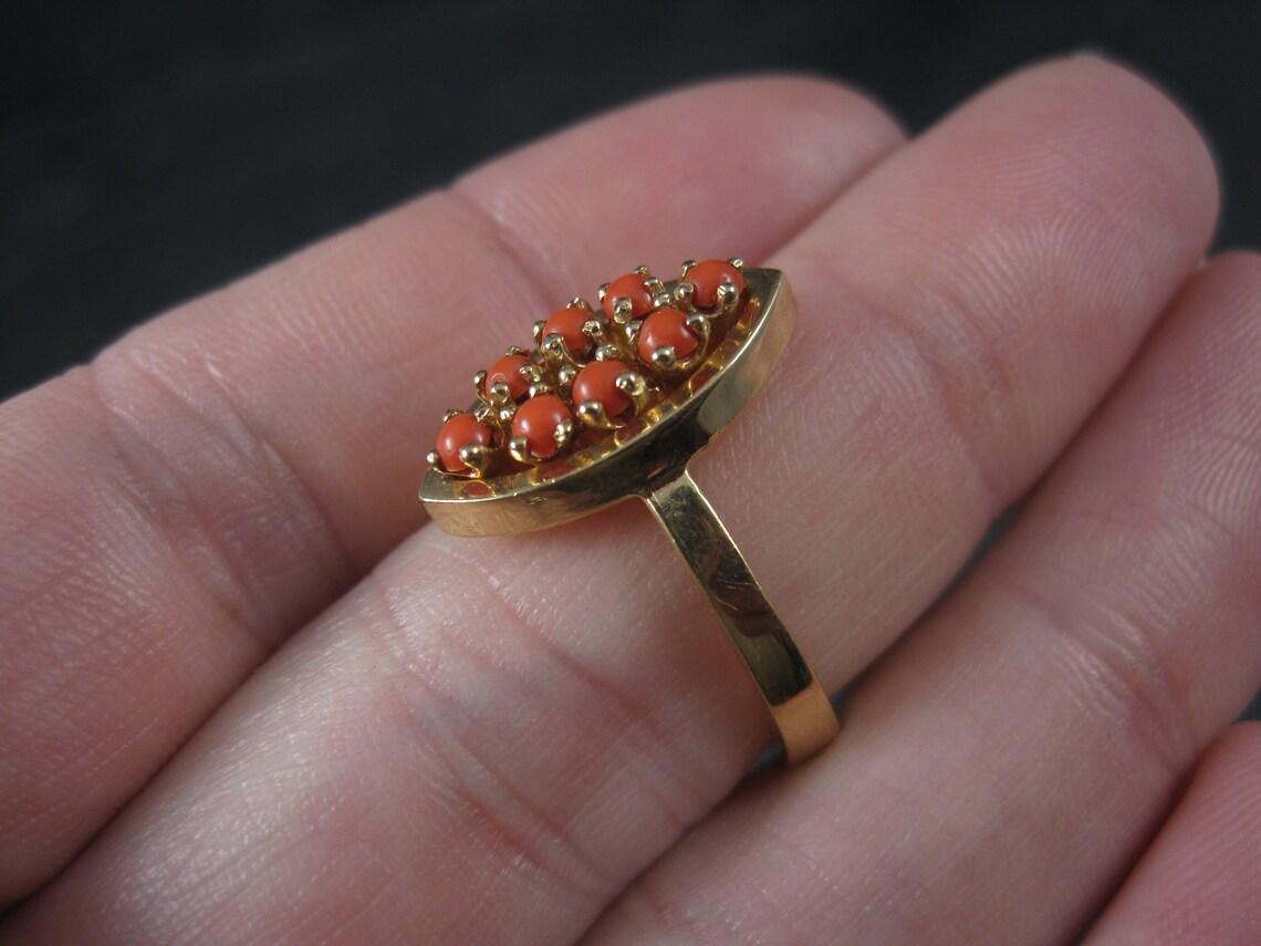 Art Deco Dainty Vintage 14k Coral Ring For Sale