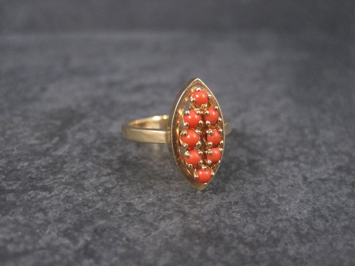 Dainty Vintage 14k Coral Ring For Sale 3