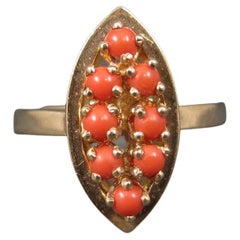 Dainty Vintage 14K Bague en corail Taille 6,25