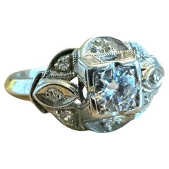 Dainty Vintage Art Deco Platinum Diamond Ring