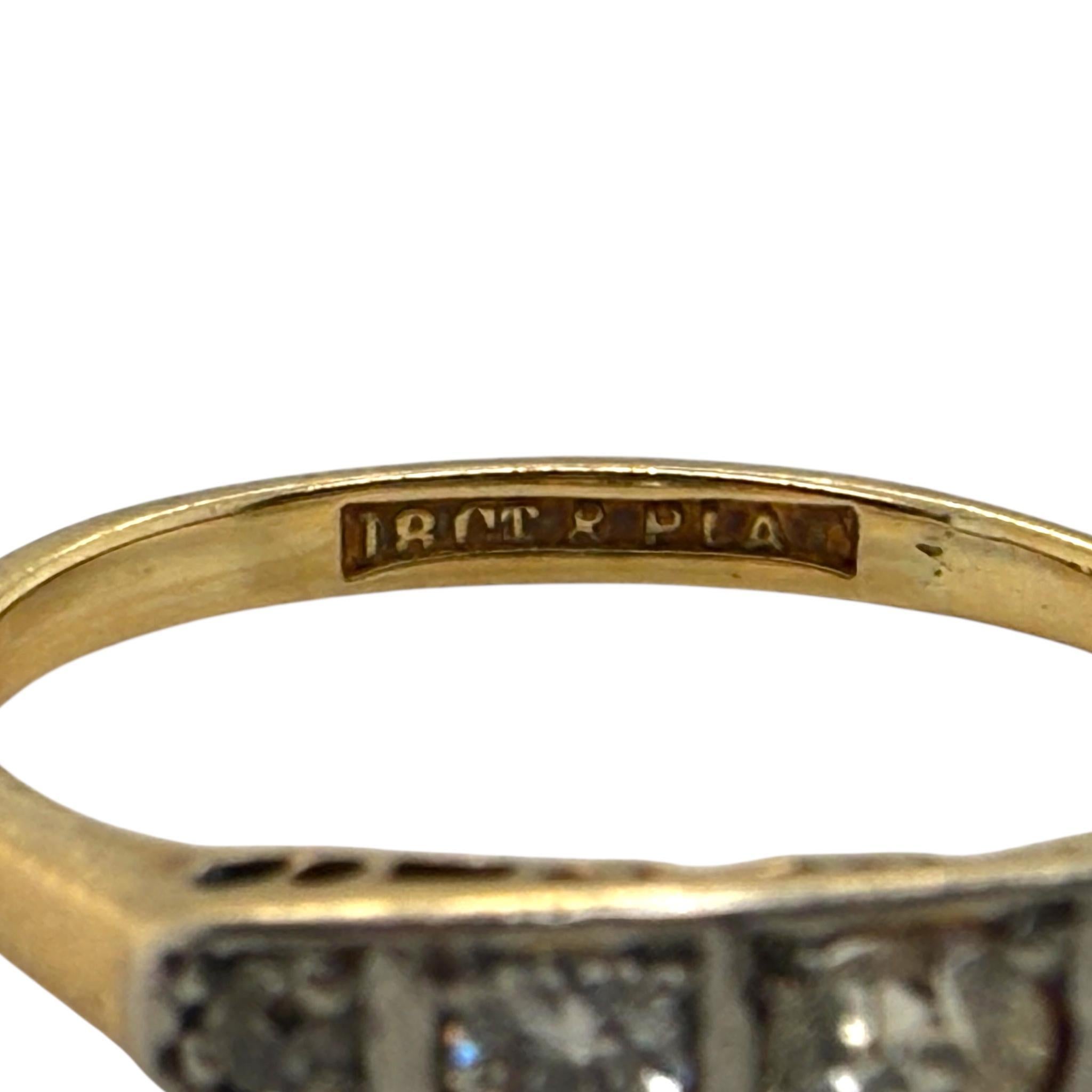 Dainty Vintage Diamond Band Or jaune 18K et Platine Pour femmes en vente