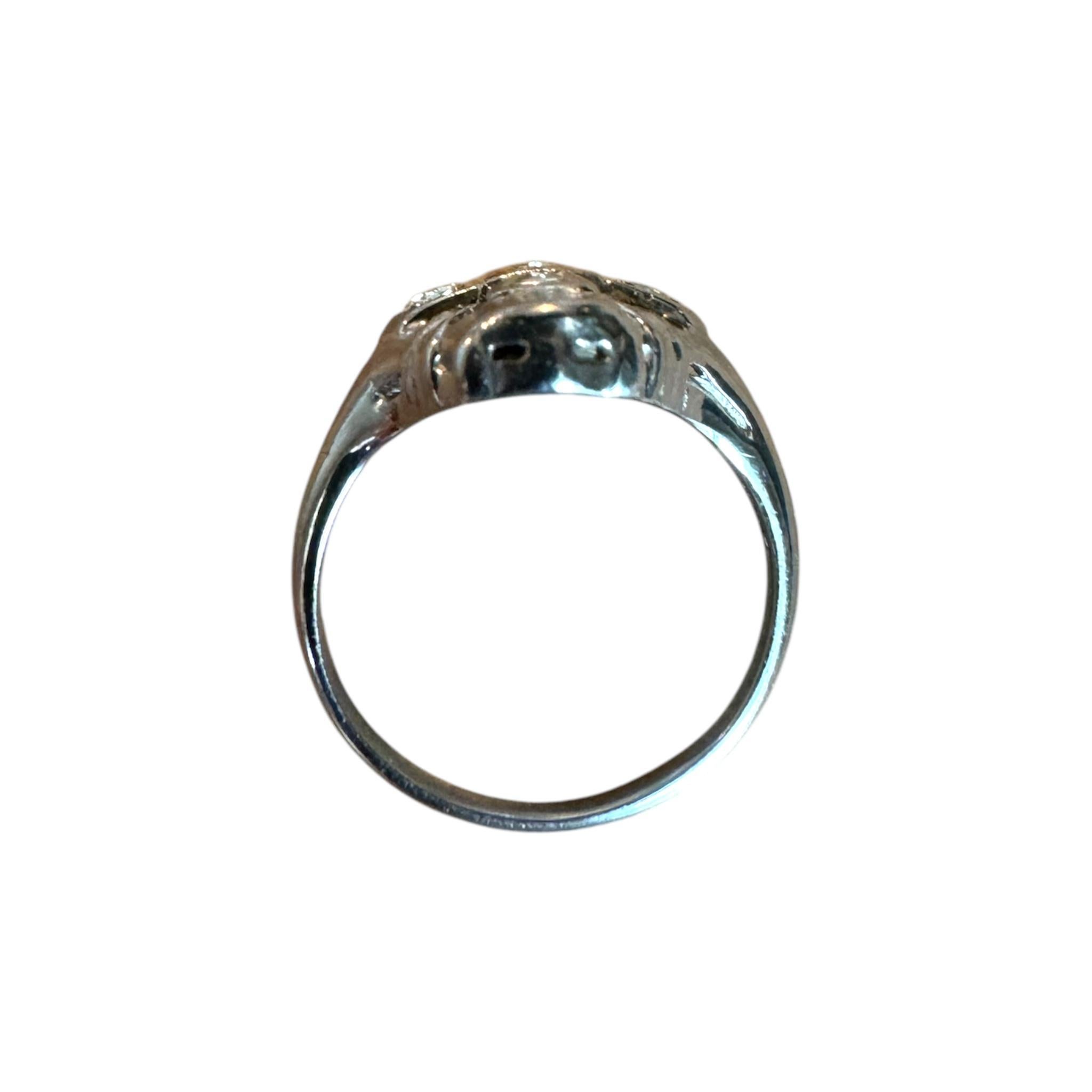 Dainty Vintage Diamond Cocktail Ring 14K White Gold For Sale 4