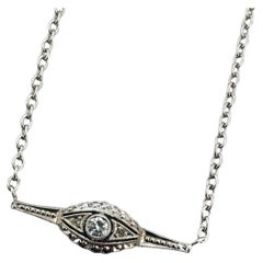 Delicado collar de diamantes vintage de oro blanco de 14 quilates