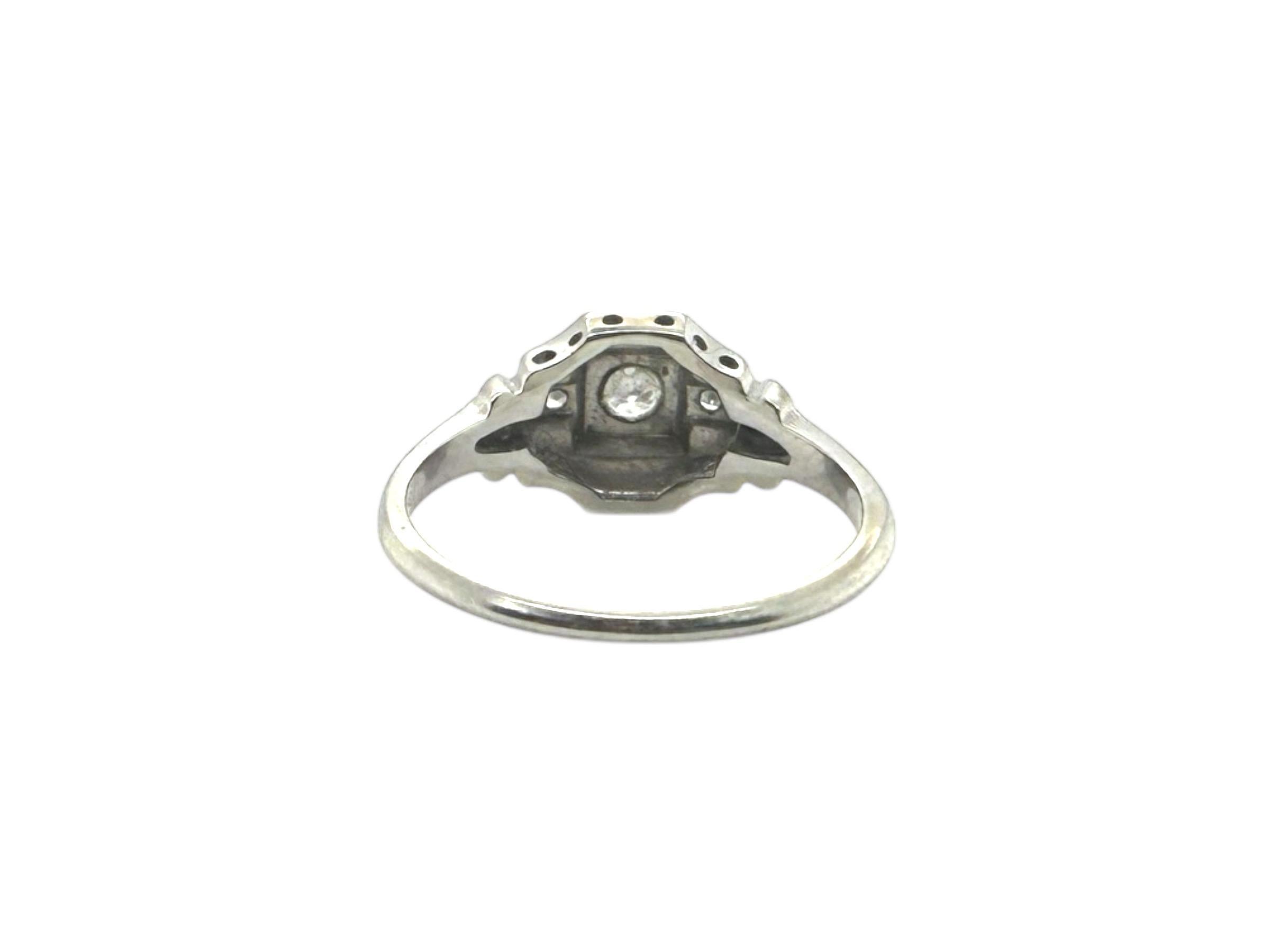Dainty Vintage Diamond Ring 18K White Gold 2