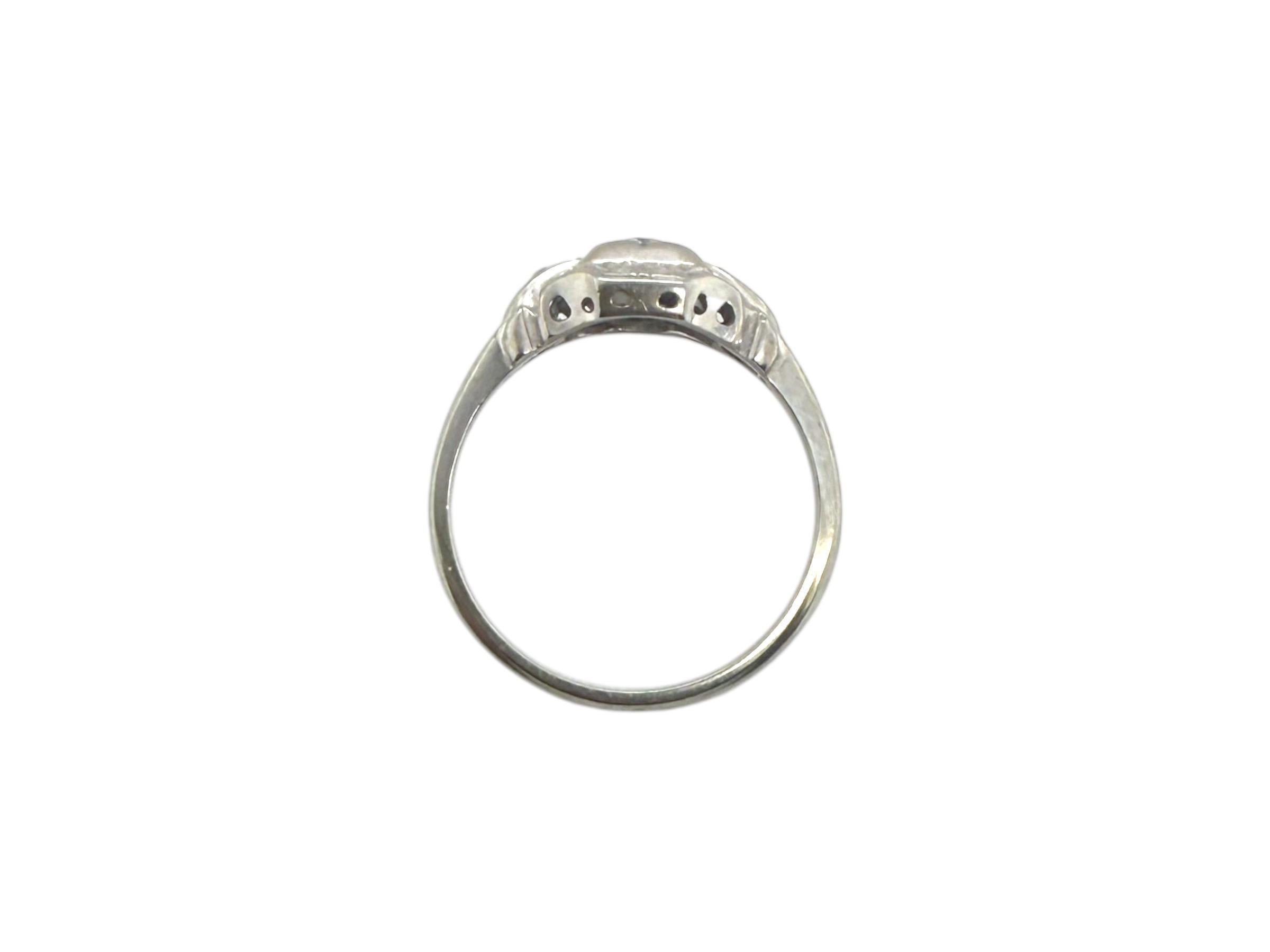 Dainty Vintage Diamond Ring 18K White Gold 3