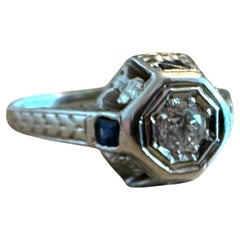 Dainty Vintage Diamond & Sapphire Ring Belias