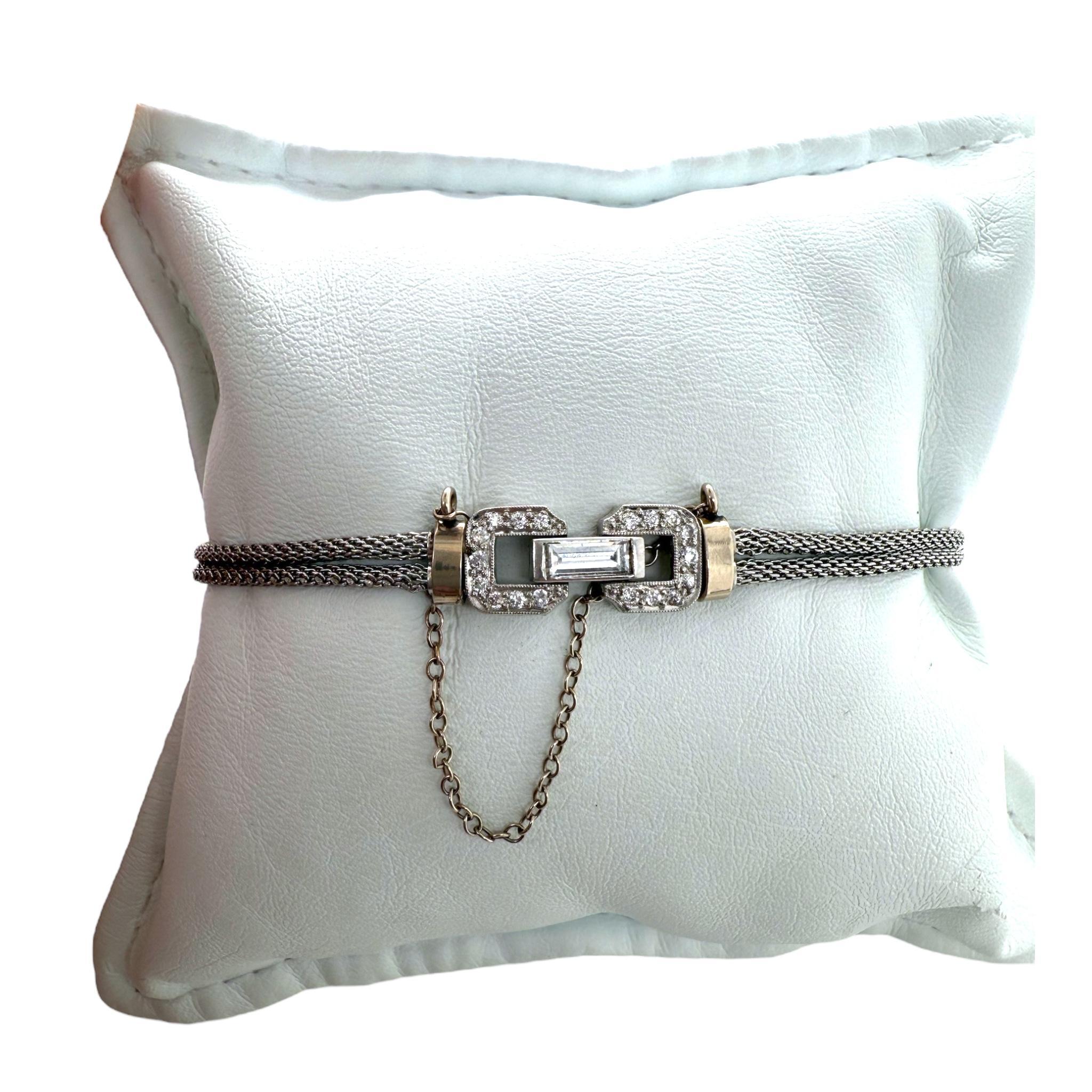 Dainty Vintage Platinum Diamond Watch For Sale 4