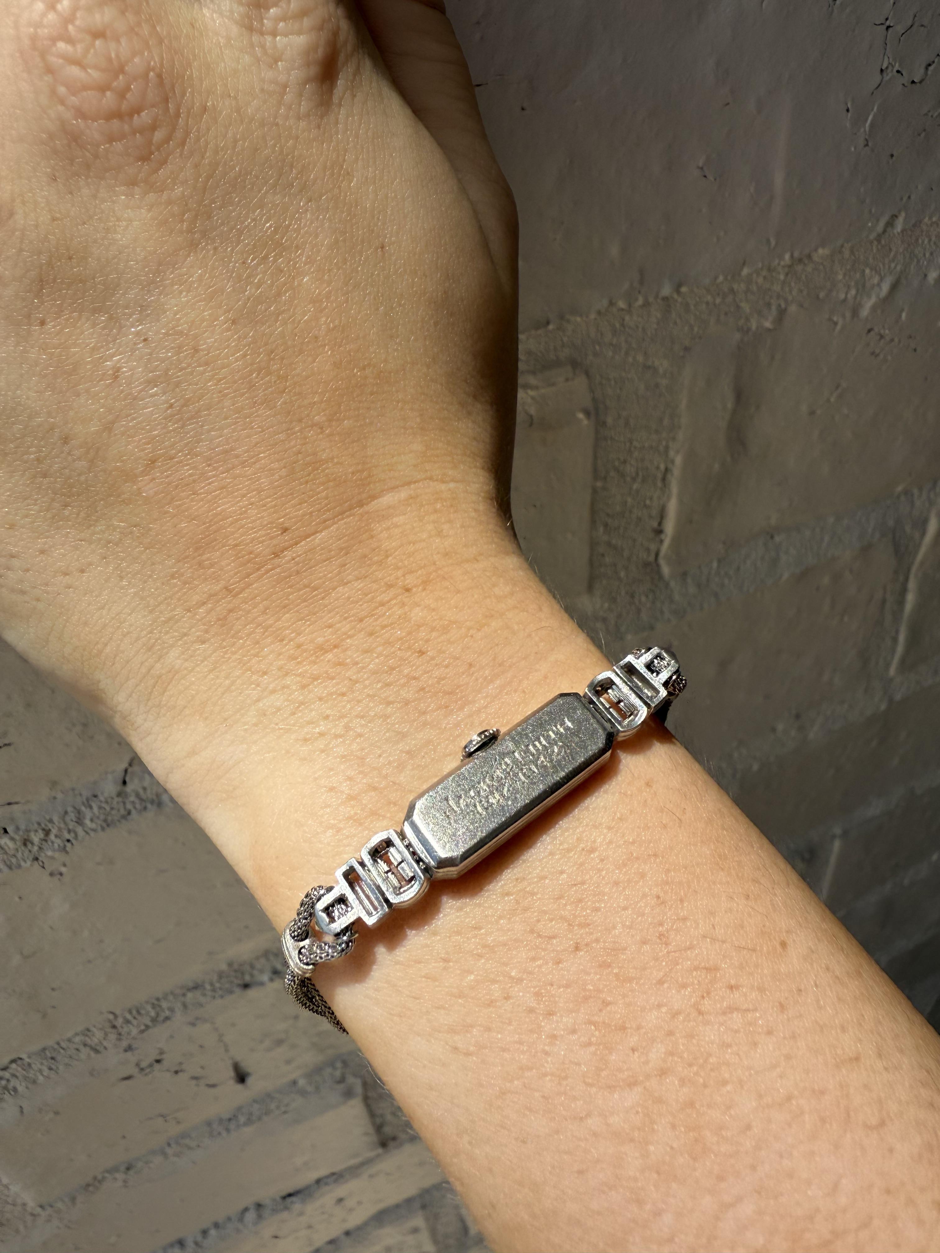 Dainty Vintage Platinum Diamond Watch In Excellent Condition For Sale In Montgomery, AL
