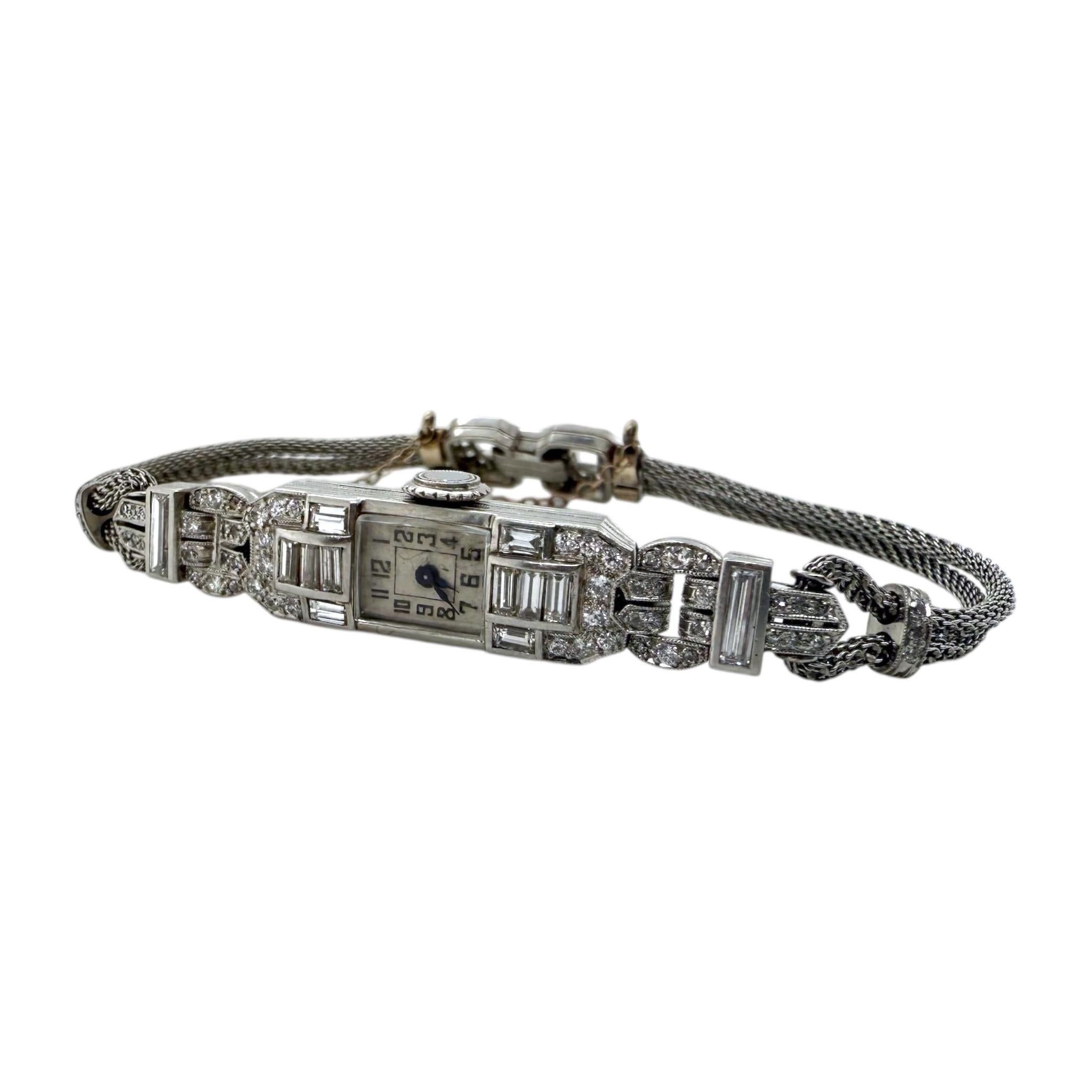 Dainty Vintage Platinum Diamond Watch For Sale 1