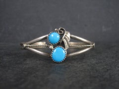 Dainty Vintage Southwestern Sterling Turquoise Cuff Bracelet 6 Inches
