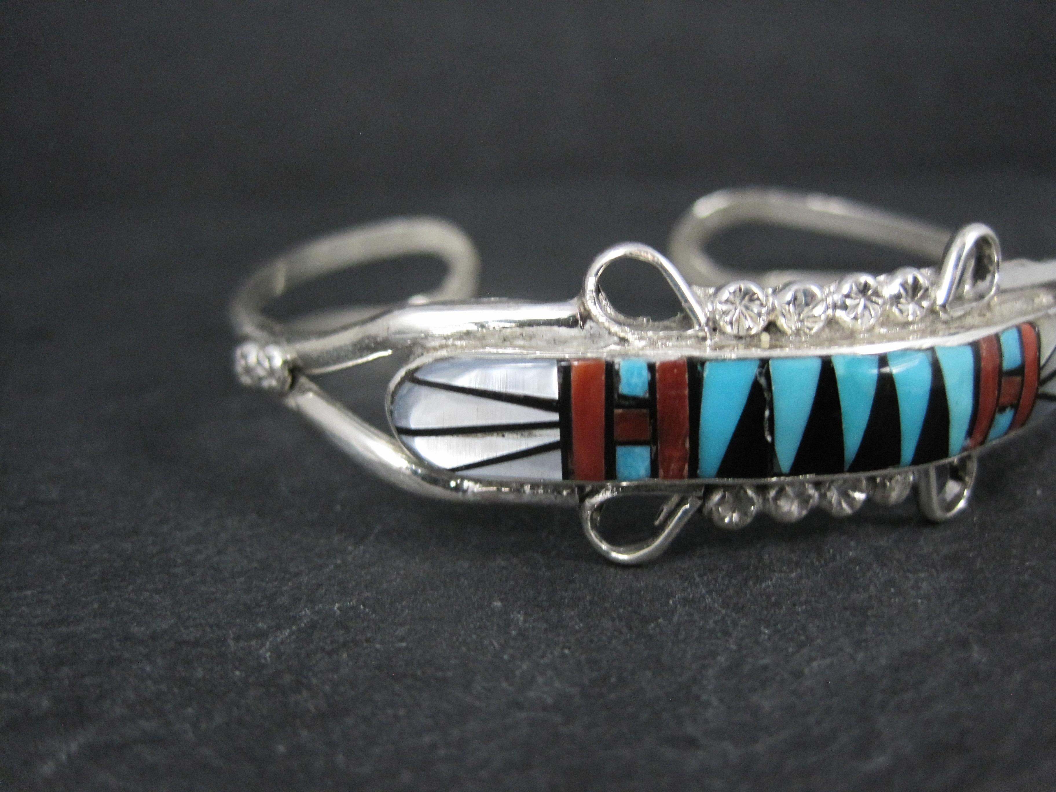 Delicado brazalete con incrustaciones Zuni 6.25 Pulgadas nativo estadounidense en venta