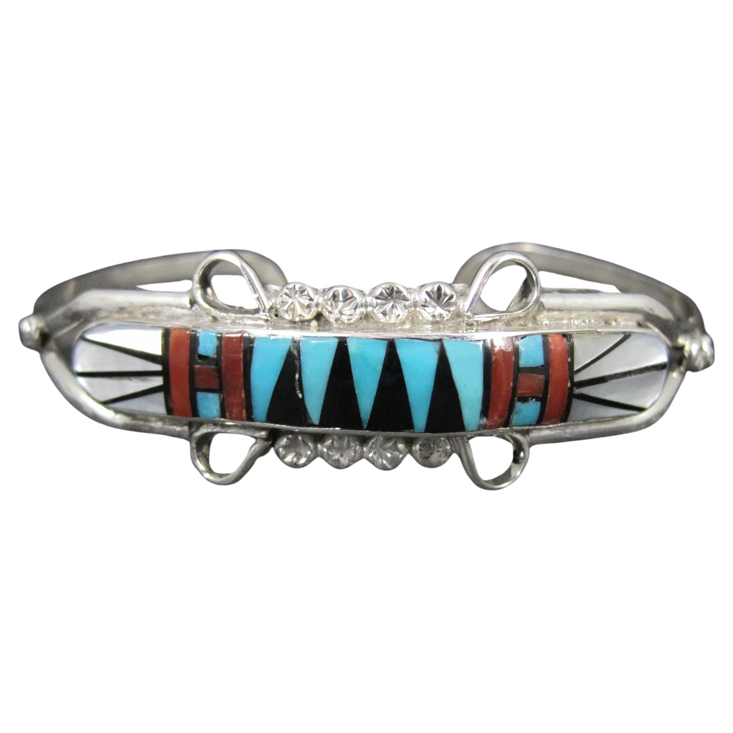 Dainty Zuni Inlay Cuff Bracelet 6.25 Inches