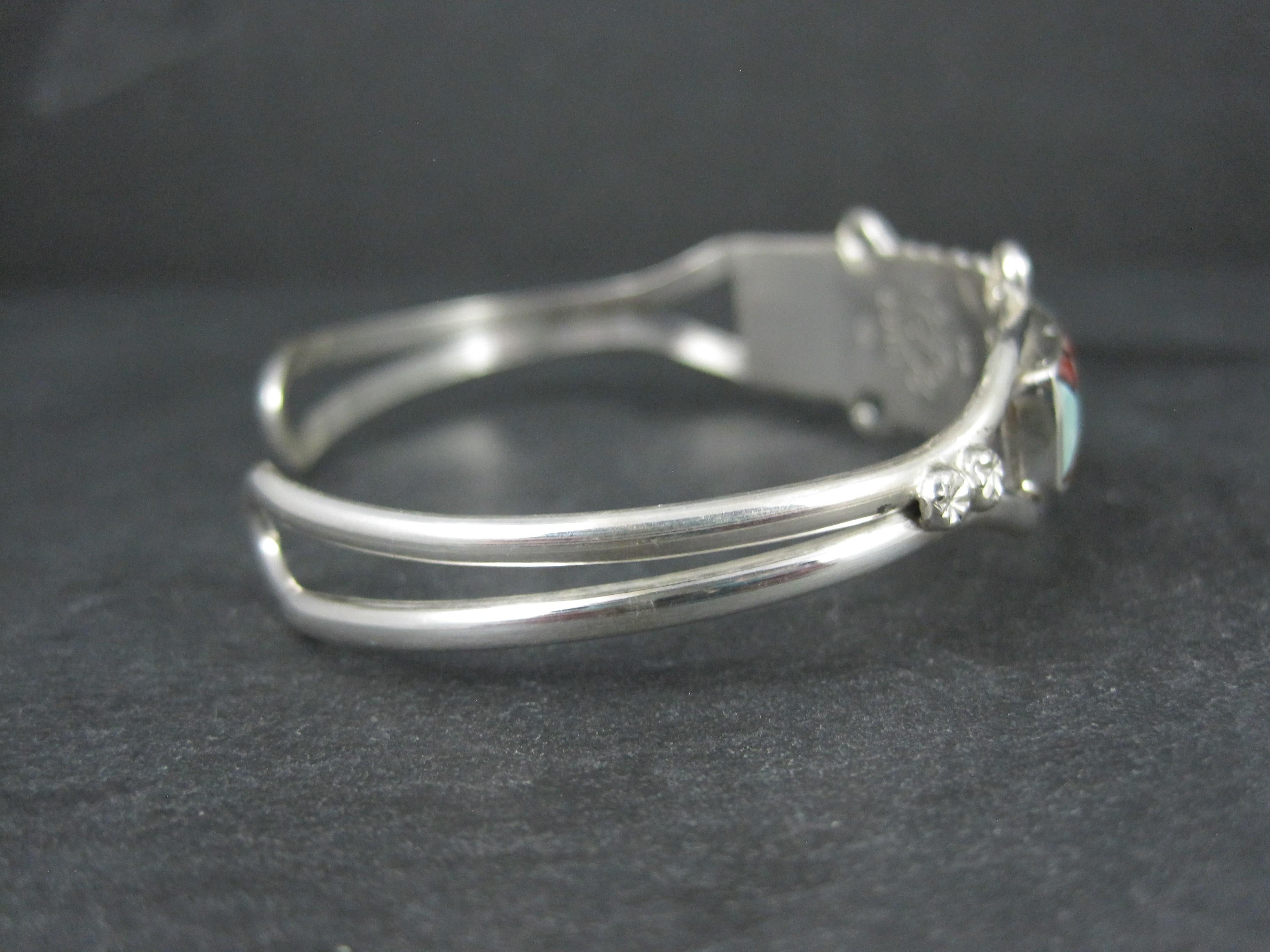 Women's or Men's Dainty Zuni Sunface Inlay Cuff Bracelet 6.5 Inches For Sale