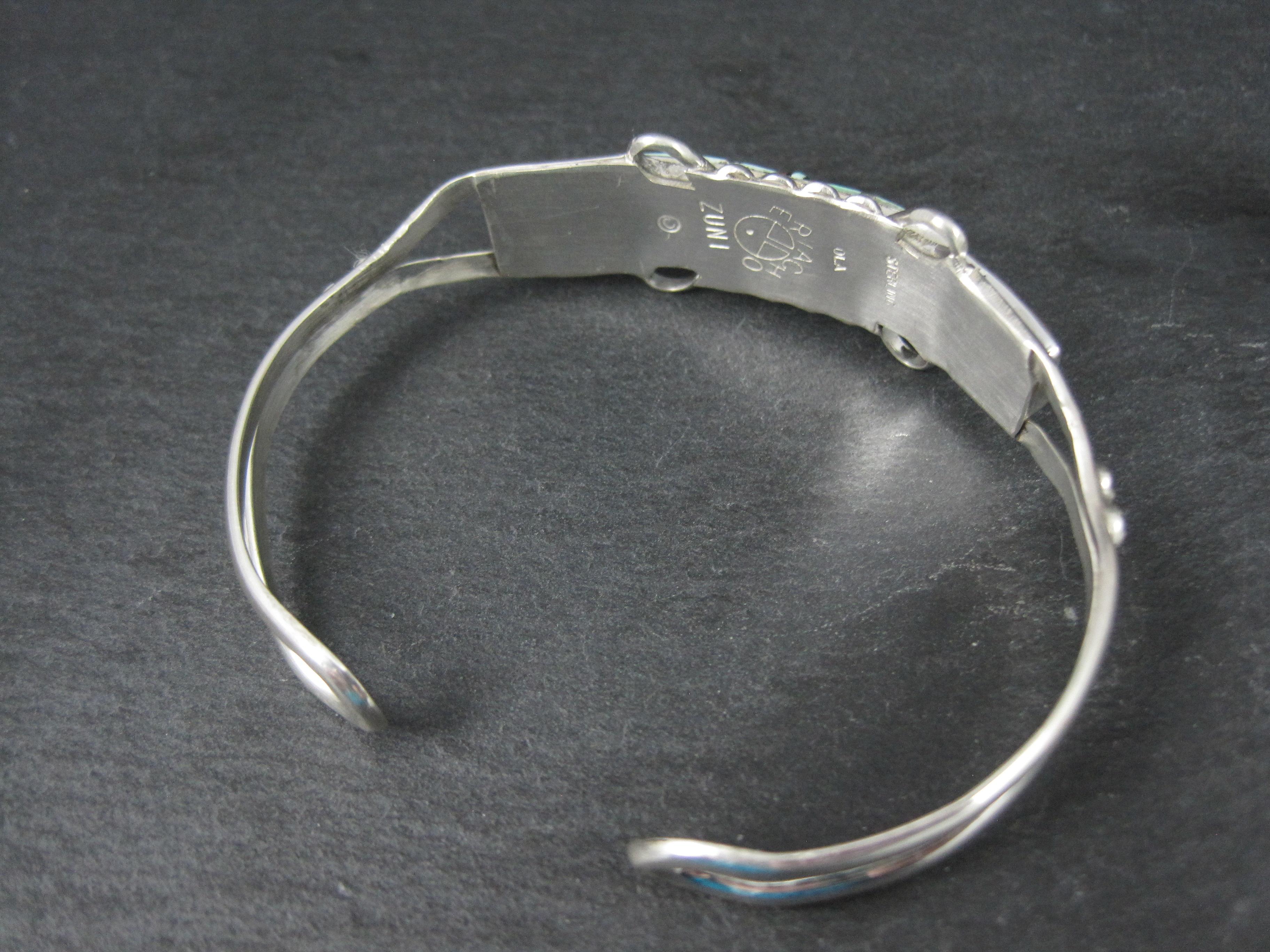Dainty Zuni Sunface Inlay Cuff Bracelet 6.5 Inches For Sale 2