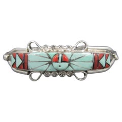 Dainty Zuni Sunface Inlay Cuff Bracelet 6.5 Inches
