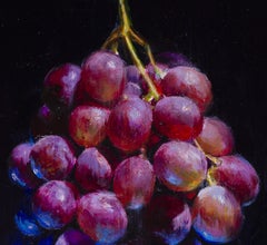 "Blue Grapes" (2022) by Daire Lynch, Original Oil Painting, Still Life