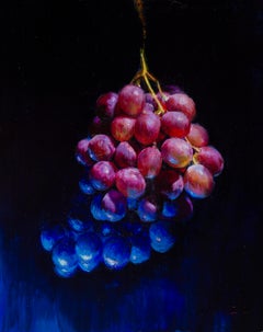 "Uvas azules" (2022) de Daire Lynch, Pintura al óleo original, Naturaleza muerta