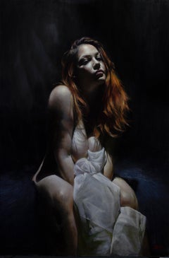 "En la habitación donde duermes" de Daire Lynch, Pintura al óleo original, Mujer desnuda