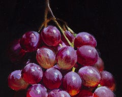 "Uvas rojas II" (2022) de Daire Lynch, Pintura al óleo original, Naturaleza muerta