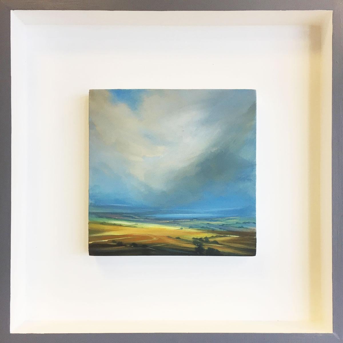 Distant Treeline is an original abstract landscape painting by Dairo Vargas,  framed and ready to be hanged.  This 21st Century artwork is signed on back and includes a Certificate of Authenticity.

Colombian by birth, Dairo Vargas is a contemporary