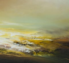 Glowing Light-Original, Expressionist Abstract, Landscape Painting, 21st Century