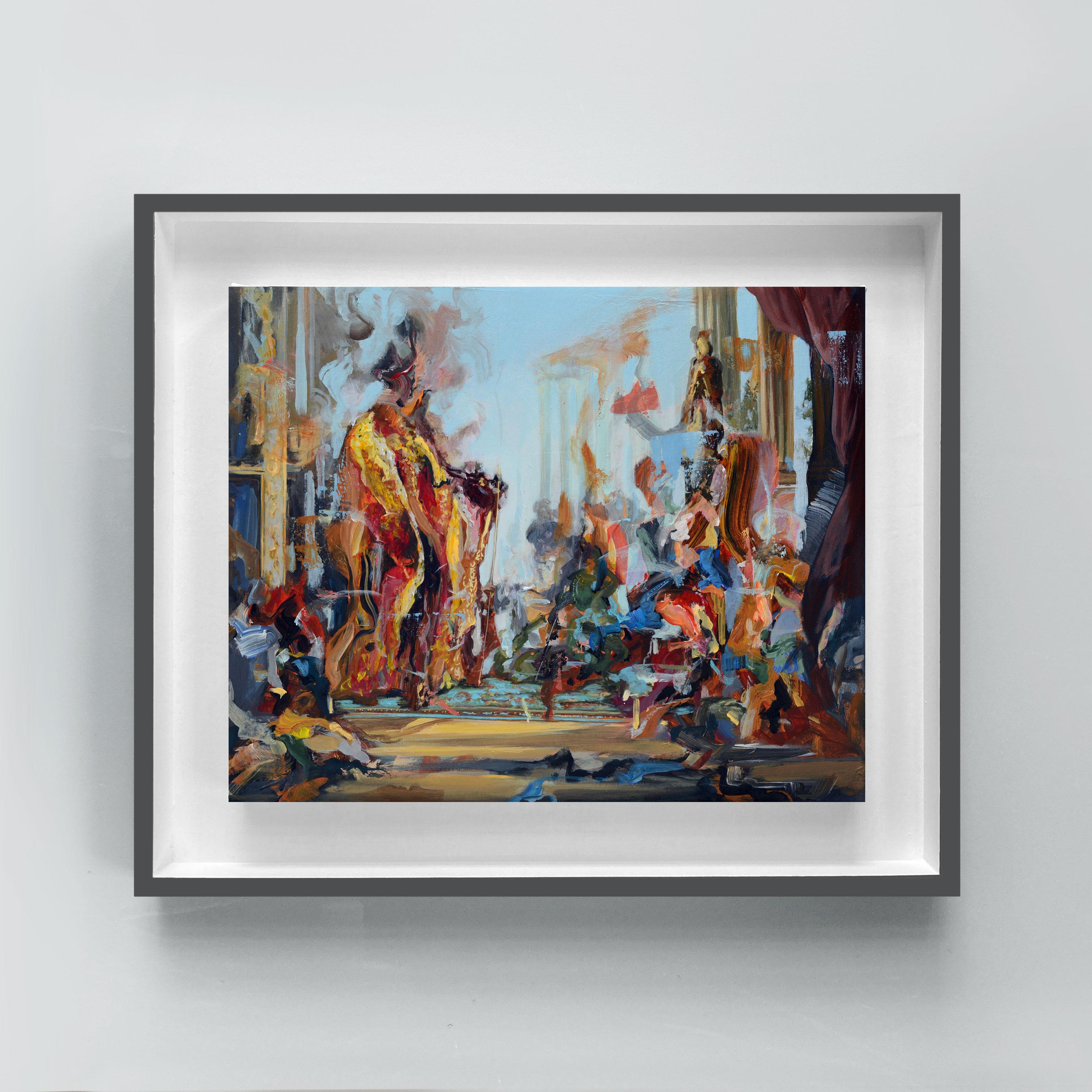 The Sentinel - abstract renaissance fusion artwork oil painting expression paint - Abstract Expressionist Painting by Dairo Vargas