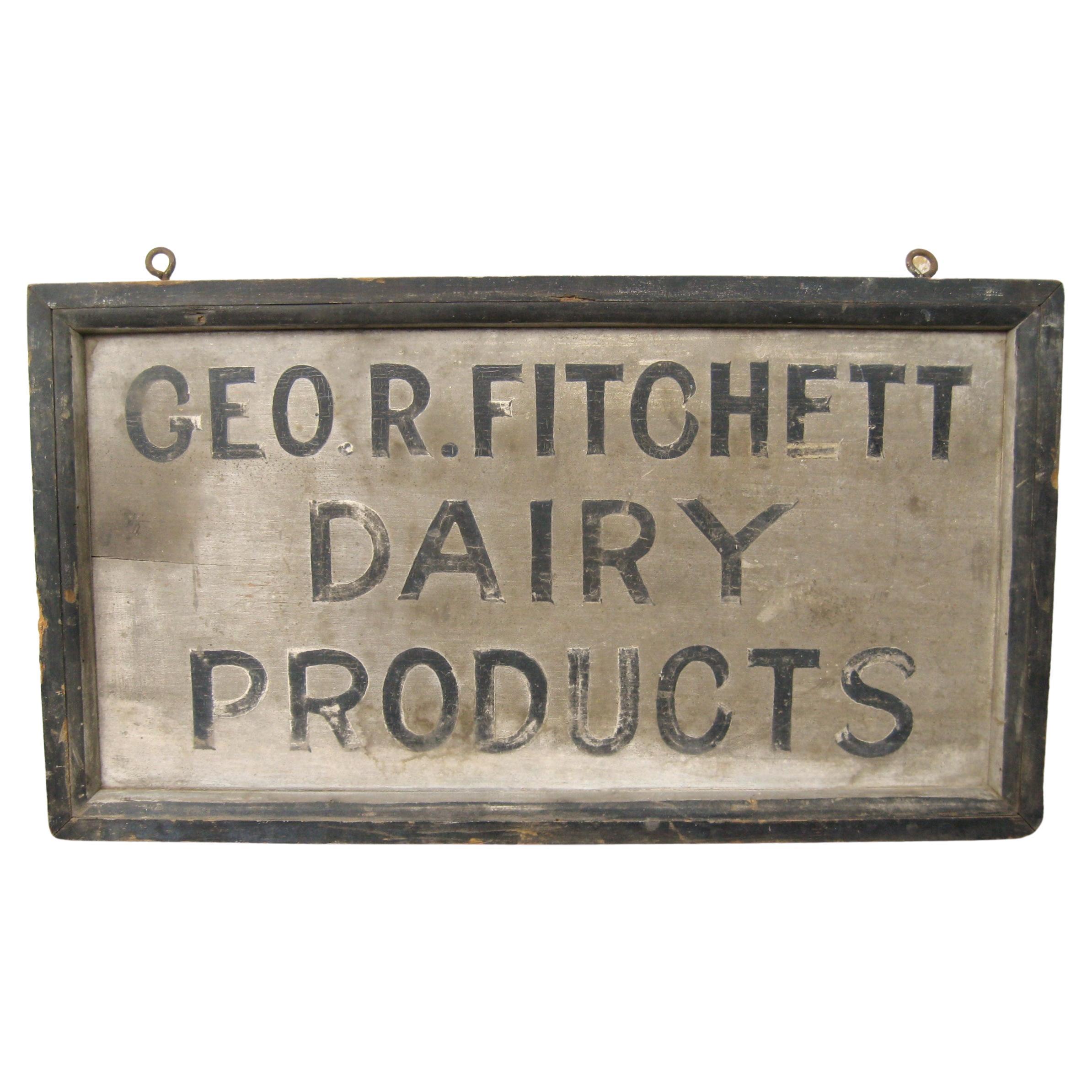  Dairy Products Trade Sign Geo Fitchett 1940s For Sale