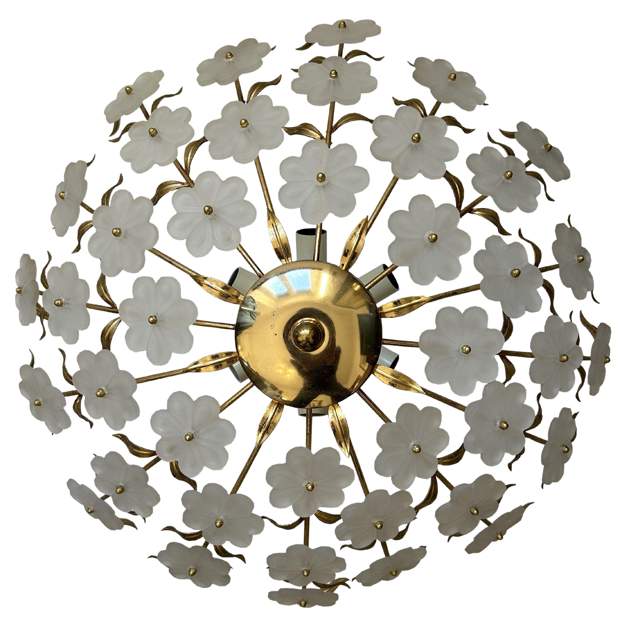Daisies in the Mist, Poetic Murano Ceiling Light, 1980's For Sale