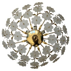 Vintage Daisies in the Mist, Poetic Murano Ceiling Light, 1980's