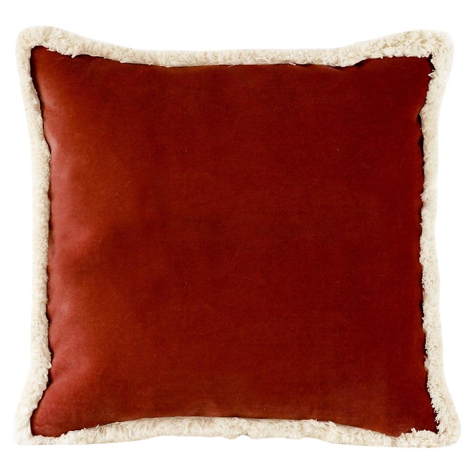 Daisy Brick Velvet Deluxe Fransen Deko-Kissen im Angebot