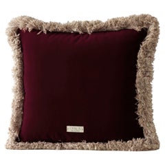 Daisy Burgundy Velvet Deluxe Handmade Decorative Fringed Cushion