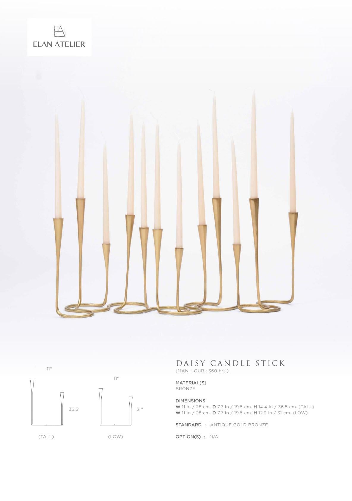 Disponibile ora e pronto per la spedizione! Include una coppia di due (1 piccolo e 1 grande)

Portacandele in bronzo fuso con finitura argento opaco.

Serpeggiante, vigile e che si presta a una cacofonia visiva, la Daisy è un design emozionante che