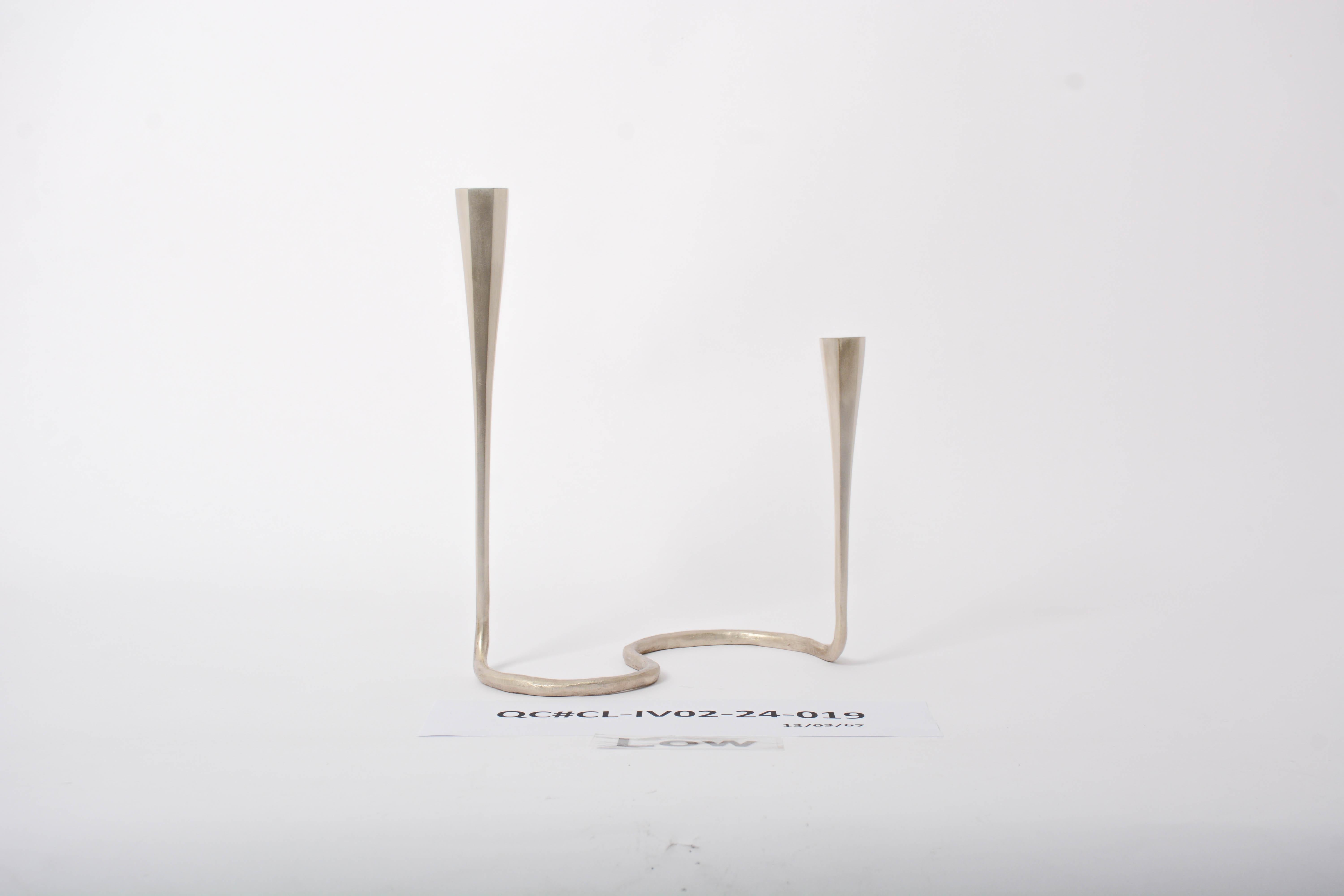Modern Daisy Candleholders with Matte Silver Finish by Elan Atelier IN STOCK For Sale