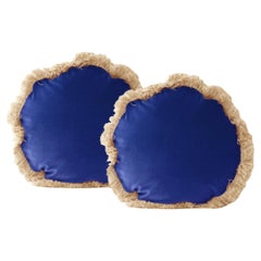 DAISY Azul Cobalto - Set de 2 cojines redondos de terciopelo de lujo hechos a mano
